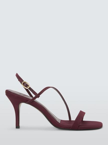 John Lewis Maldives Satin Barely There Dressy Occasion Sandals, Bordeaux, Bordeaux