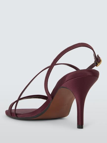 John Lewis Maldives Satin Barely There Dressy Occasion Sandals, Bordeaux - view 2, Bordeaux