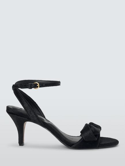John Lewis Monaco Pony Hair Leather Bow Trim Dressy Occasion Sandals, Black, Black