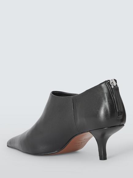 John Lewis Antigua Leather Ultra Pointed Toe Cropped Court Shoes Boots, Black - view 2, Black