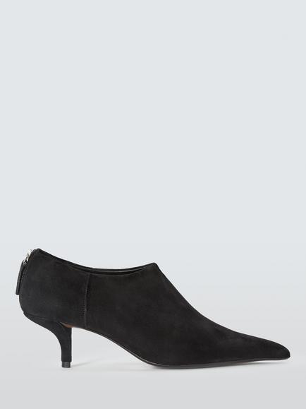 John Lewis Antigua Suede Ultra Pointed Toe Cropped Court Shoes Boots, Black, Black