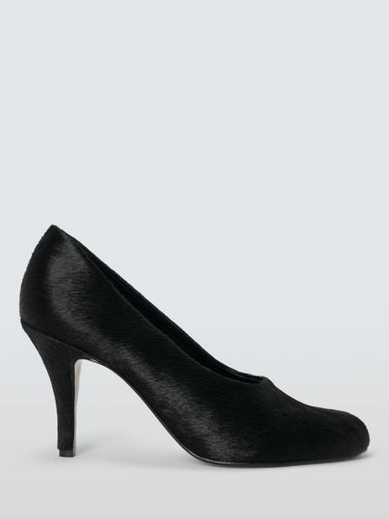 John Lewis Asia Hair on Hide Square Toe Court Shoes, Black, Black