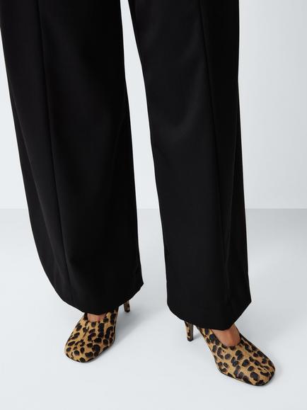 John Lewis Asia Leopard Print Hair Square Toe Court Shoes, Taupe - view 2, Taupe