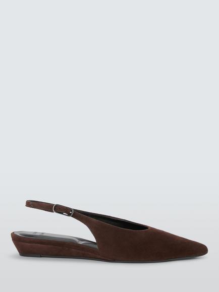 John Lewis Denmark Suede Demi Wedge Slingbacks, Chocolate, Chocolate