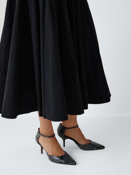 John Lewis Dublin Leather Two Part Mid Heel Open Court Shoes, Navy - view 2, Navy