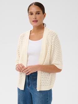 KAFFE Kasilja Open Front Short Sleeve Cardigan, Chalk, Chalk
