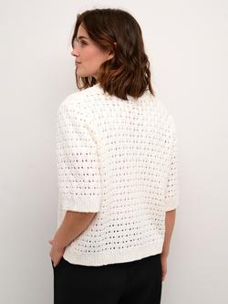 KAFFE Kasilja Open Front Short Sleeve Cardigan, Chalk - view 2, Chalk