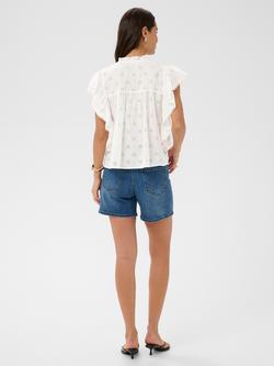 KAFFE Kafiona Short Sleeve Frill Top, Chalk - view 2, Chalk