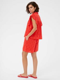 KAFFE Kafiona Short Sleeve Frill Top, Poppy Red - view 2, Poppy Red