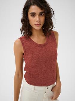KAFFE Kasilivia Textured Vest Top, Brown/Multi, Brown/Multi