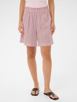 KAFFE Kalara Striped Relax Fit Shorts, Pink, Pink
