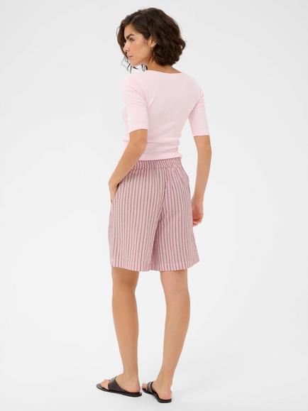 KAFFE Kalara Striped Relax Fit Shorts, Pink - view 2, Pink