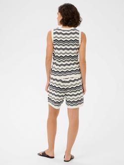 KAFFE Kaanna Knitted Sleeveless Stripe Vest Top, Chalk/Midnight - view 2, Chalk/Midnight