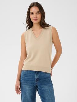 KAFFE Kalizza V-Neck Knit Vest, Cream, Cream