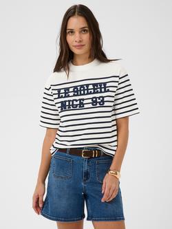 KAFFE Kanolia Varsity Striped T-Shirt, Blue/White, Blue/White