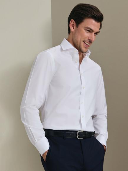 Charles Tyrwhitt Pure Cotton Long Sleeve Shirt, White, White