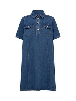MOS MOSH Biba East Denim Shirt Dress, Mid Blue, Mid Blue