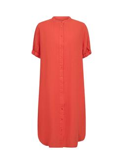 MOS MOSH Arleth Mandarin Collar Pure Linen Shirt Dress, Spicy Orange, Spicy Orange