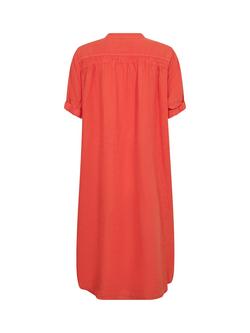 MOS MOSH Arleth Mandarin Collar Pure Linen Shirt Dress, Spicy Orange - view 2, Spicy Orange