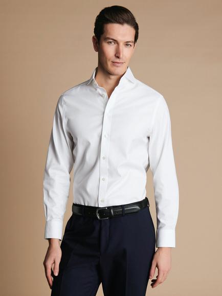 Charles Tyrwhitt Non-Iron Cotton Twill Extreme Cutaway Collar Extra Slim Fit Shirt, White