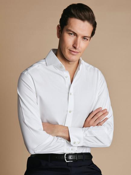 Charles Tyrwhitt Non-Iron Cotton Twill Extreme Cutaway Collar Extra Slim Fit Shirt - view 2, White