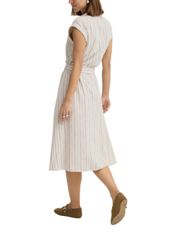 ICHI Ihlinno Straight Linen Blend Stripe Dress, Beige - view 2, Beige