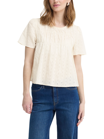 ICHI Lana Embroidered Top, Birch, Birch