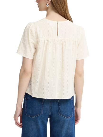 ICHI Lana Embroidered Top, Birch - view 2, Birch
