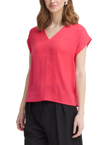 ICHI Crissy V-Neck Top, Azalea, Azalea