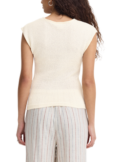 ICHI Blonds Button Down Textured Top, Almond Milk - view 2, Almond Milk