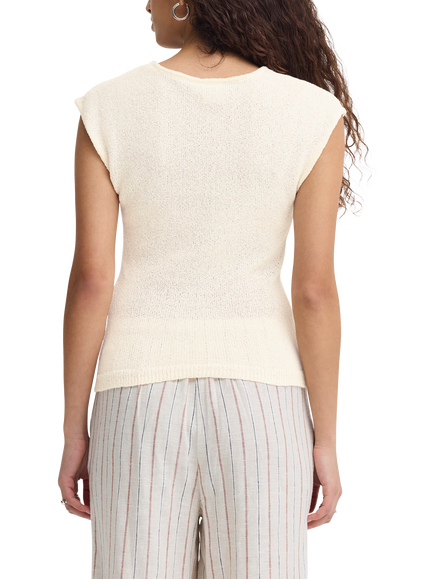 ICHI Blonds Button Down Textured Top, Almond Milk - view 2, Almond Milk