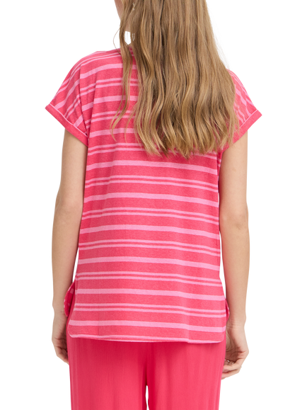 ICHI Yulietta Stripe T-Shirt, Wild Orchid - view 2, Wild Orchid