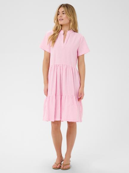 Saint Tropez Elmiko Short Sleeve Tiered Cotton Midi Dress, Pink Cosmos, Pink Cosmos