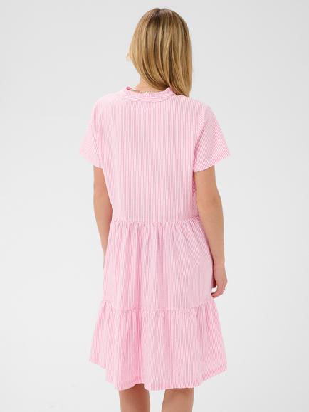 Saint Tropez Elmiko Short Sleeve Tiered Cotton Midi Dress, Pink Cosmos - view 2, Pink Cosmos