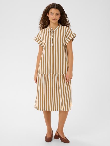 Saint Tropez Zalinda Striped Tie Neck Dress - view 2, Tigers Eye Stripe