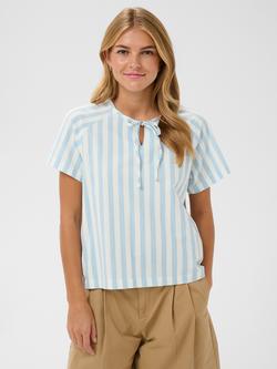 Saint Tropez Zalinda Striped Tie Neck Top, Skyway Ice Stripe