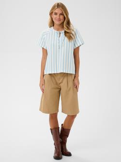 Saint Tropez Zalinda Striped Tie Neck Top - view 2, Skyway Ice Stripe