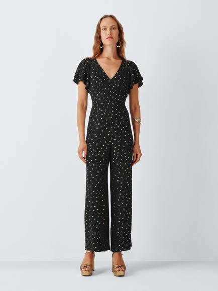 John Lewis x RIXO Jayden Star Print Jumpsuit, Black/Multi, Black/Multi