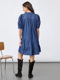Sisters Point Inusa Tiered V-Neck Midi Tunic Dress, Blue - view 2, Blue