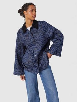 Sisters Point Estir Button-Front Oversized Printed Jacket, Blue/Black, Blue/Black