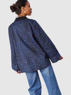 Sisters Point Estir Button-Front Oversized Printed Jacket, Blue/Black - view 2, Blue/Black