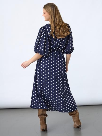 Sisters Point Ventia V-Neck Midi Polka Dot Dress, Navy - view 2, Navy