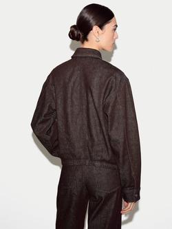 Jigsaw Isla Cropped Denim Jacket, Burgundy - view 2, Burgundy