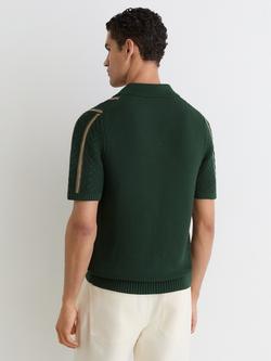 Reiss Ellingham Textured Knit Stripe Shirt - view 2, Forest Green