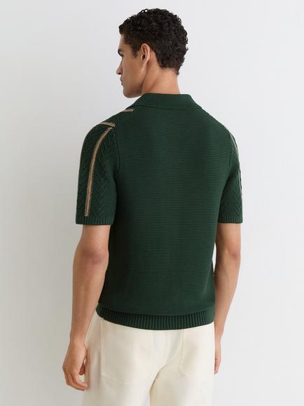 Reiss Ellingham Textured Knit Stripe Shirt - view 2, Forest Green