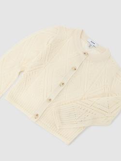 Reiss Kids' Felicity Open-Knit Cardigan, Ecru - view 2, Ecru
