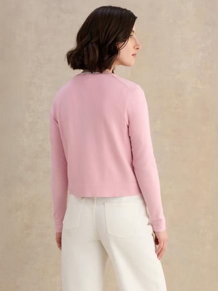 Hobbs Michelle Cotton Blend Cardigan, Pink - view 2, Pink