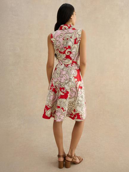 Hobbs Beki Floral Print Sleeveless Dress, Red - view 2, Red