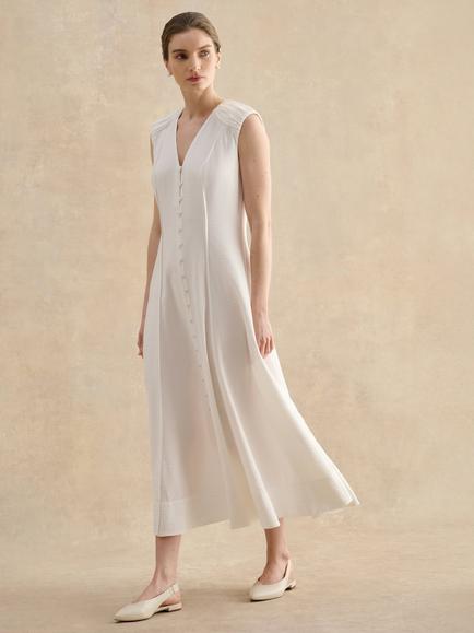 Hobbs Elida Button Down Sleeveless Dress, Cream, Cream