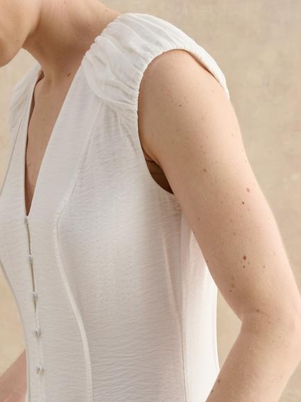 Hobbs Elida Button Down Sleeveless Dress, Cream - view 2, Cream